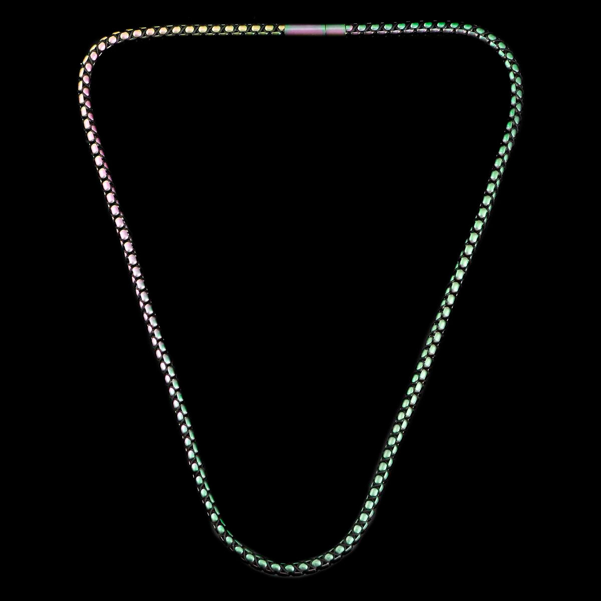 Matte Finish Stainless Steel Box Chain with Black Nylon Cord - 26"