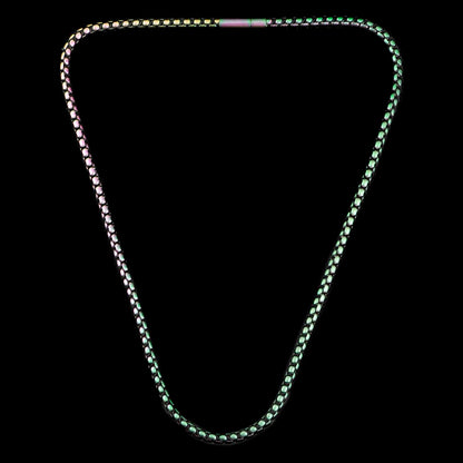 Matte Finish Stainless Steel Box Chain with Black Nylon Cord - 26"