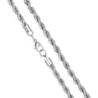 Men's 6mm Rope Chain Stainless Steel Necklace - 26"