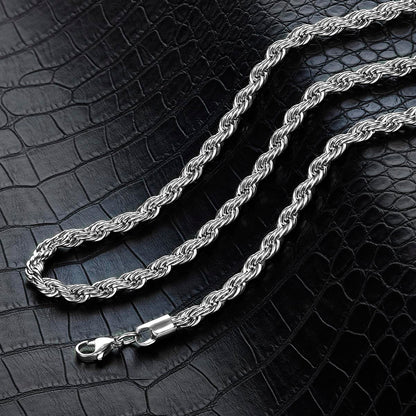Men's 6mm Rope Chain Stainless Steel Necklace - 26"