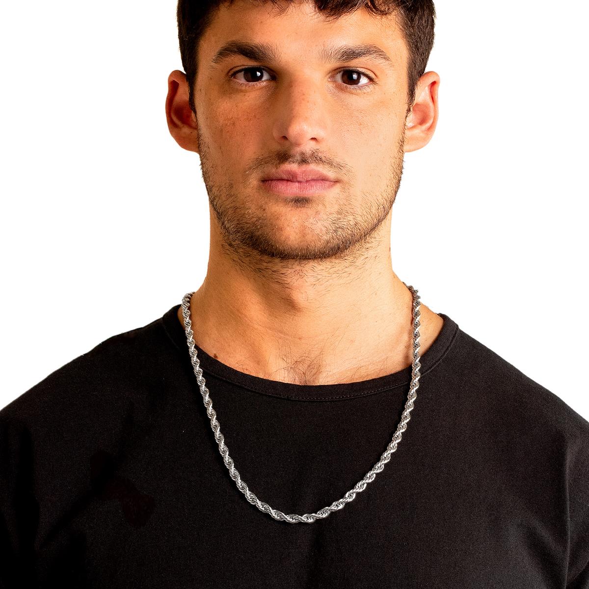 Men's 6mm Rope Chain Stainless Steel Necklace - 26"