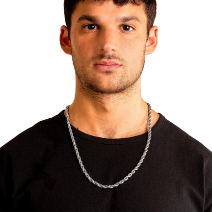 Men's 6mm Rope Chain Stainless Steel Necklace - 26"