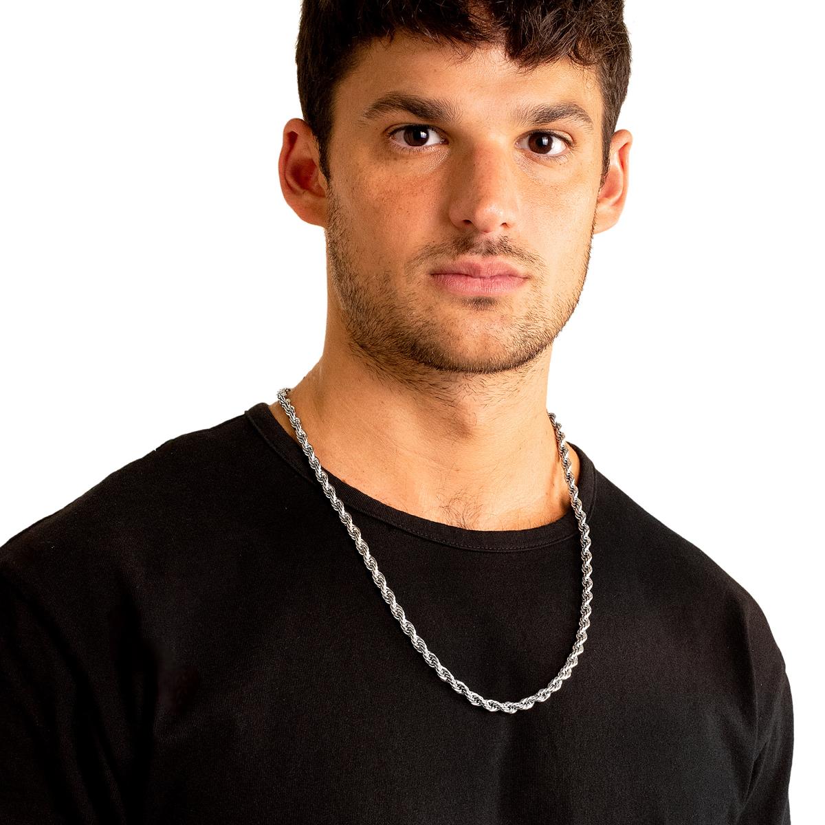 Men's 6mm Rope Chain Stainless Steel Necklace - 26"