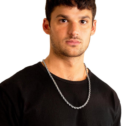 Men's 6mm Rope Chain Stainless Steel Necklace - 26"