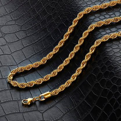 Men's 6mm Rope Chain Stainless Steel Necklace - 26"