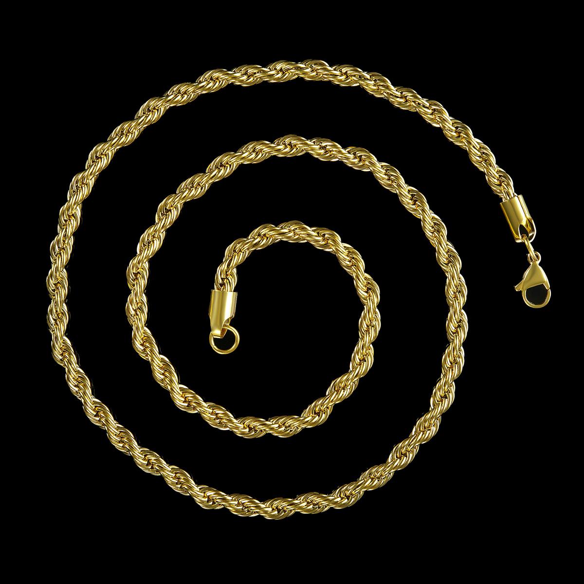 Men's 6mm Rope Chain Stainless Steel Necklace - 26"