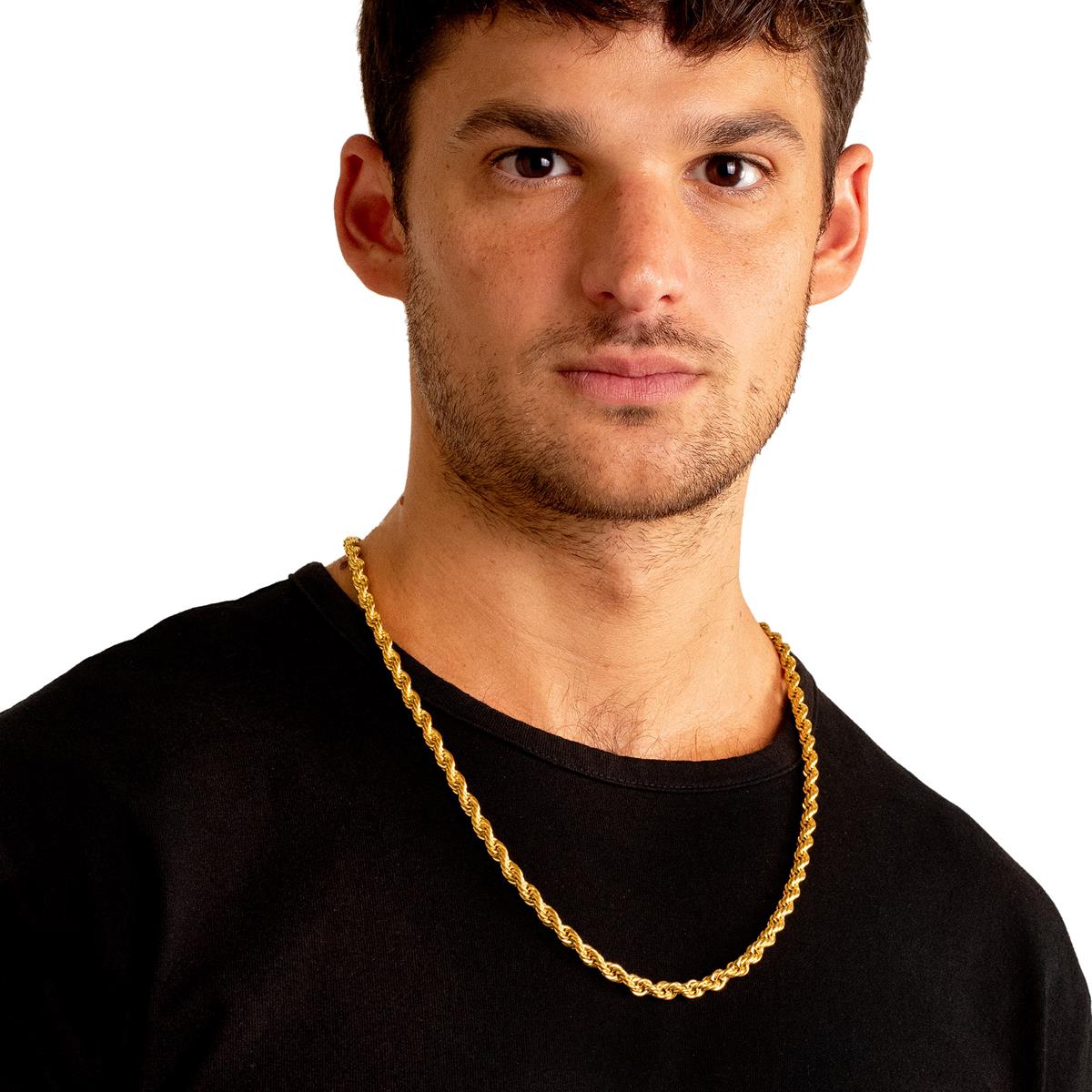Men's 6mm Rope Chain Stainless Steel Necklace - 26"