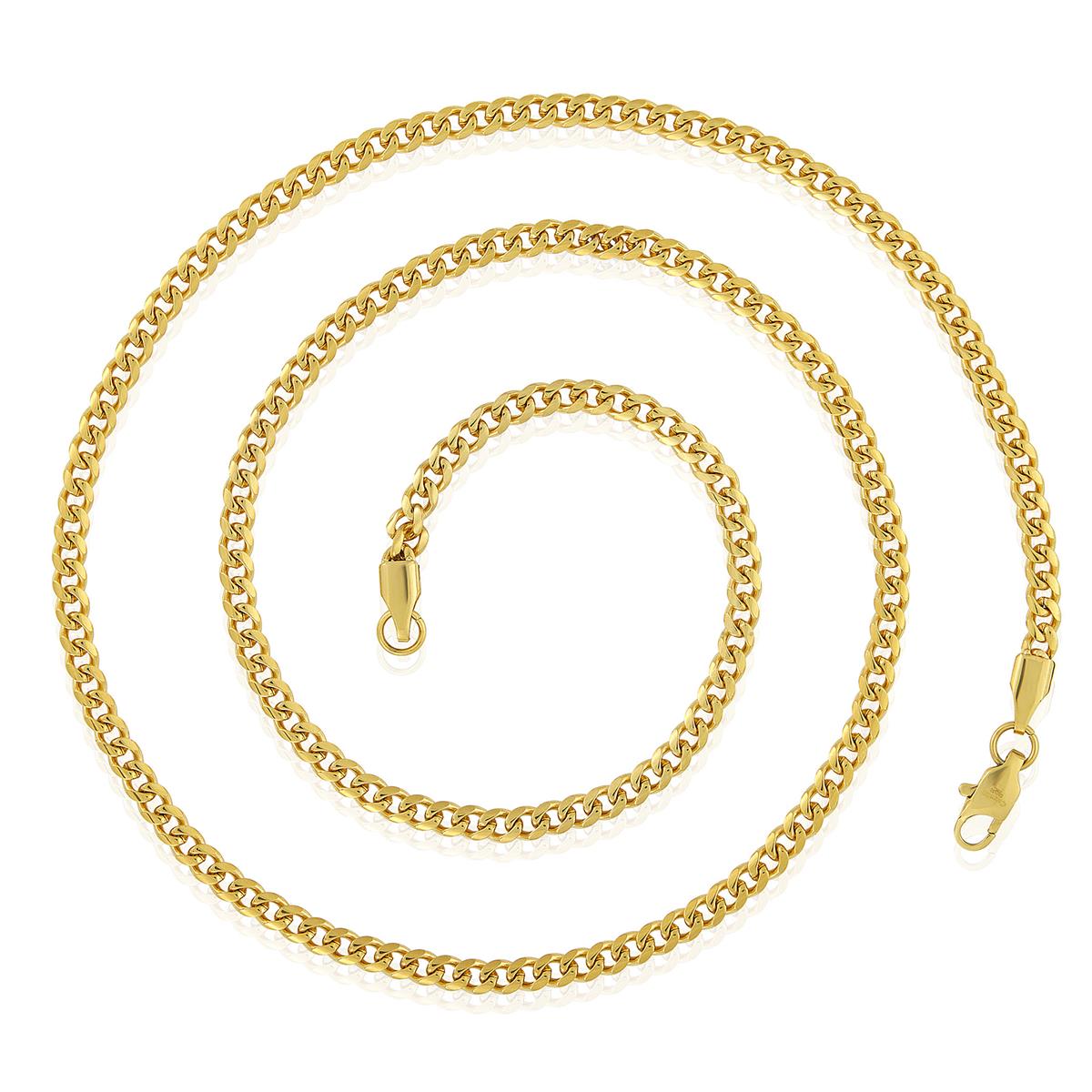 Men's 3.5mm Rounded Curb Chain Stainless Steel Necklace - 22"