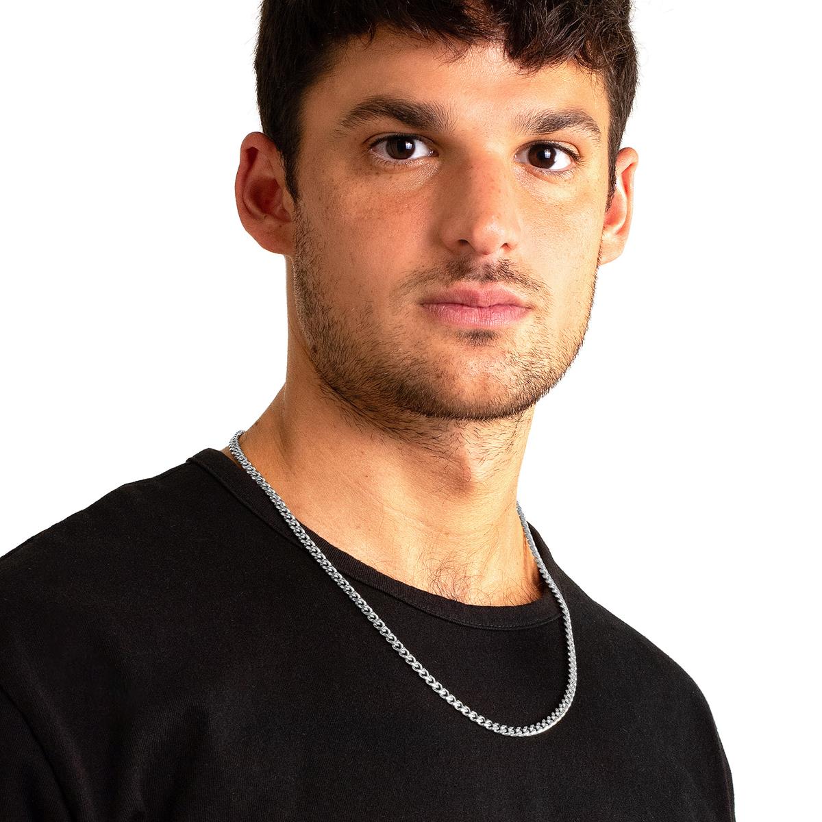 Men's 5mm Rounded Curb Chain Stainless Steel Necklace - 24"