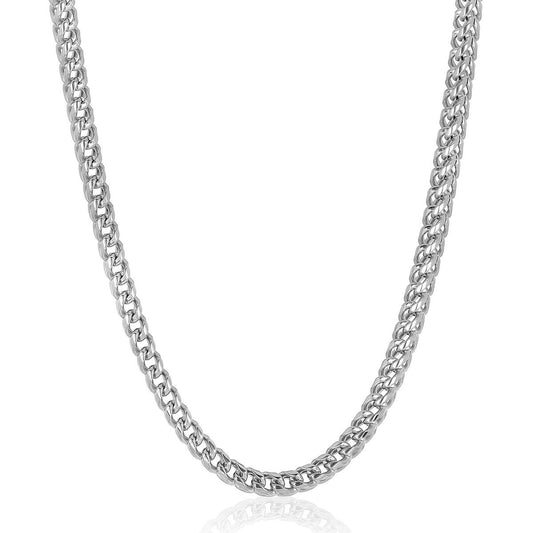 Crucible Jewelry 7mm Stainless Steel Rounded Franco Chain 26 Inches