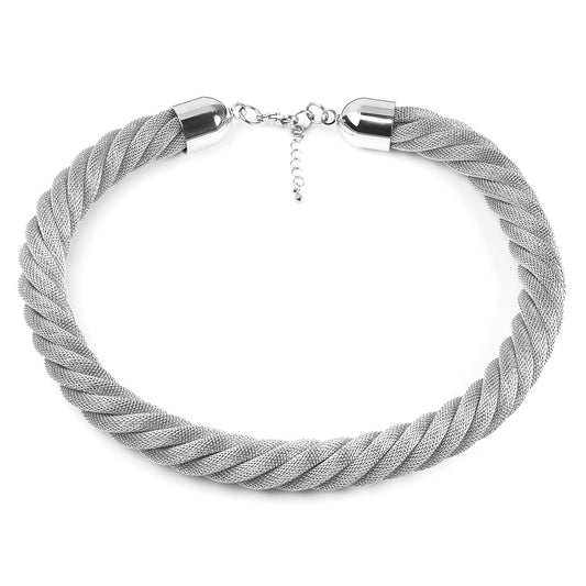 ELYA Polished Twisted Mesh Stainless Steel Necklace (14 mm) - 18"