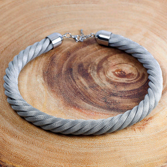 ELYA Polished Twisted Mesh Stainless Steel Necklace (14 mm) - 18"