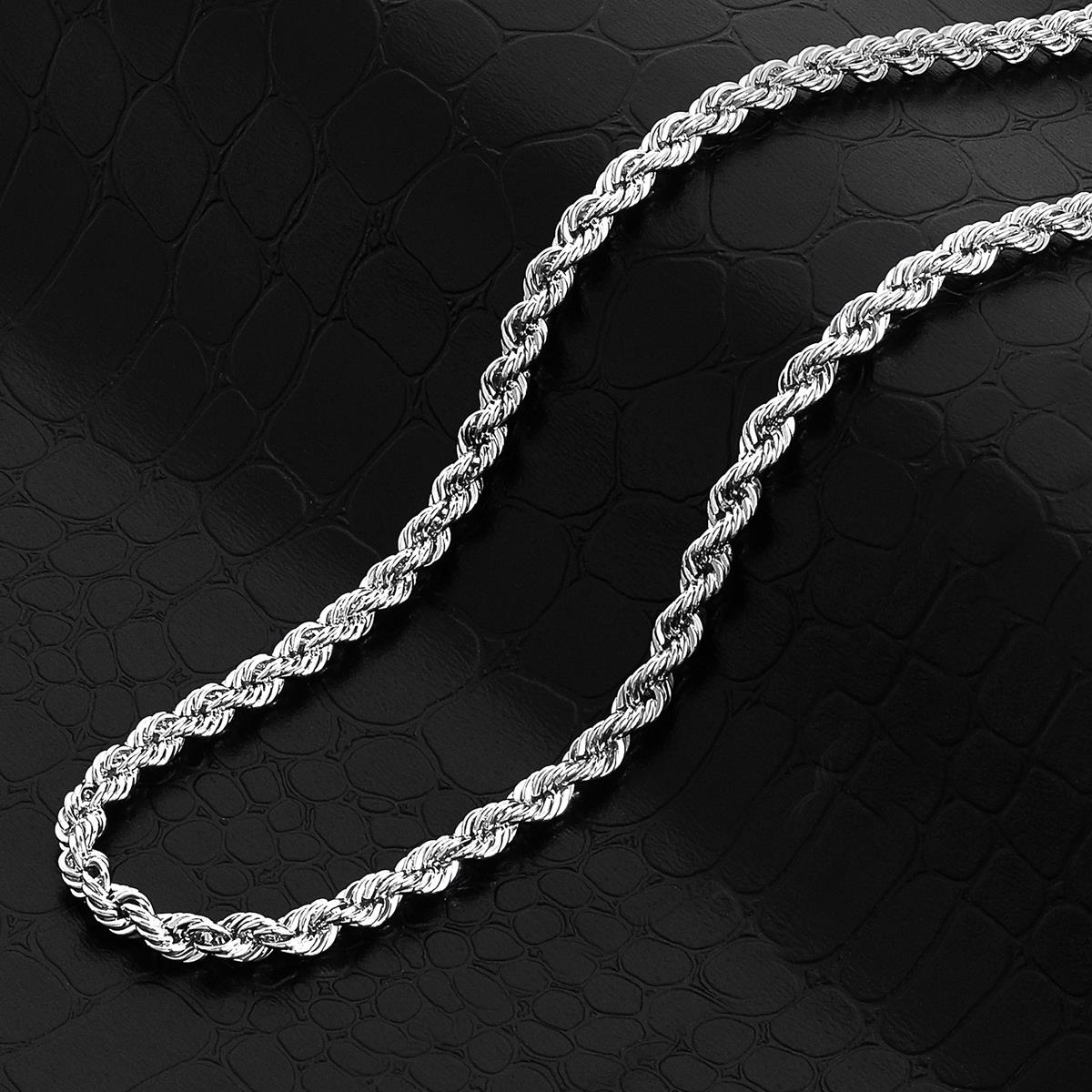 Crucible Jewelry Polished Stainless Steel 4mm Rope Chain Necklace - 30"