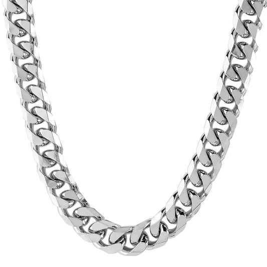 Men's Polished Beveled Curb Chain Stainless Steel Necklace (10mm) - 24"