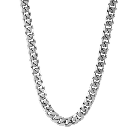 Men's Polished Beveled Curb Chain Stainless Steel Necklace (10mm) - 24"