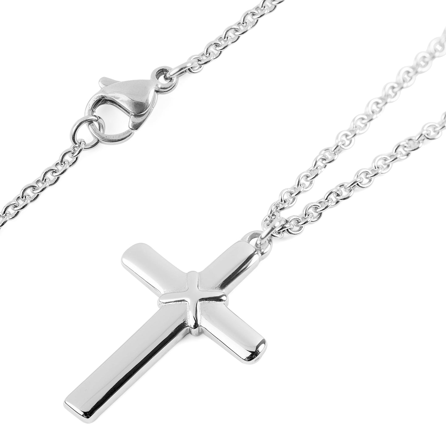 ELYA Women's Polished Cross Pendant Stainless Steel Necklace