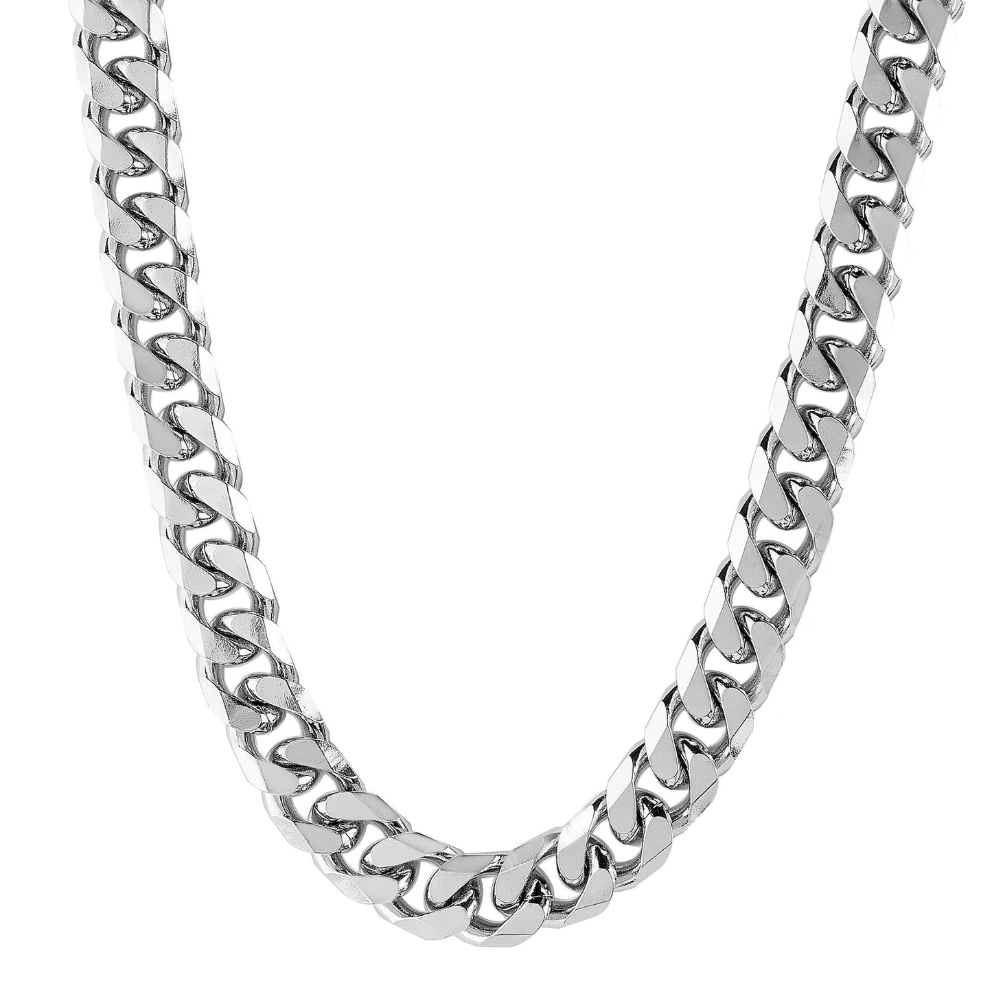 Men's Polished Beveled Cuban Link Chain Stainless Steel Necklace (6mm) - 27"