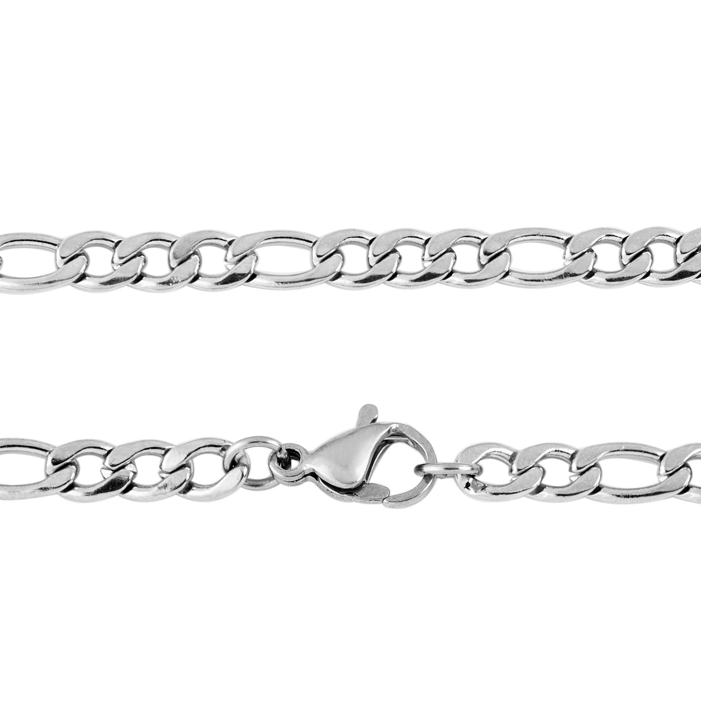 Men's Polished Figaro Chain Stainless Steel Necklace (4.5mm) - 30"