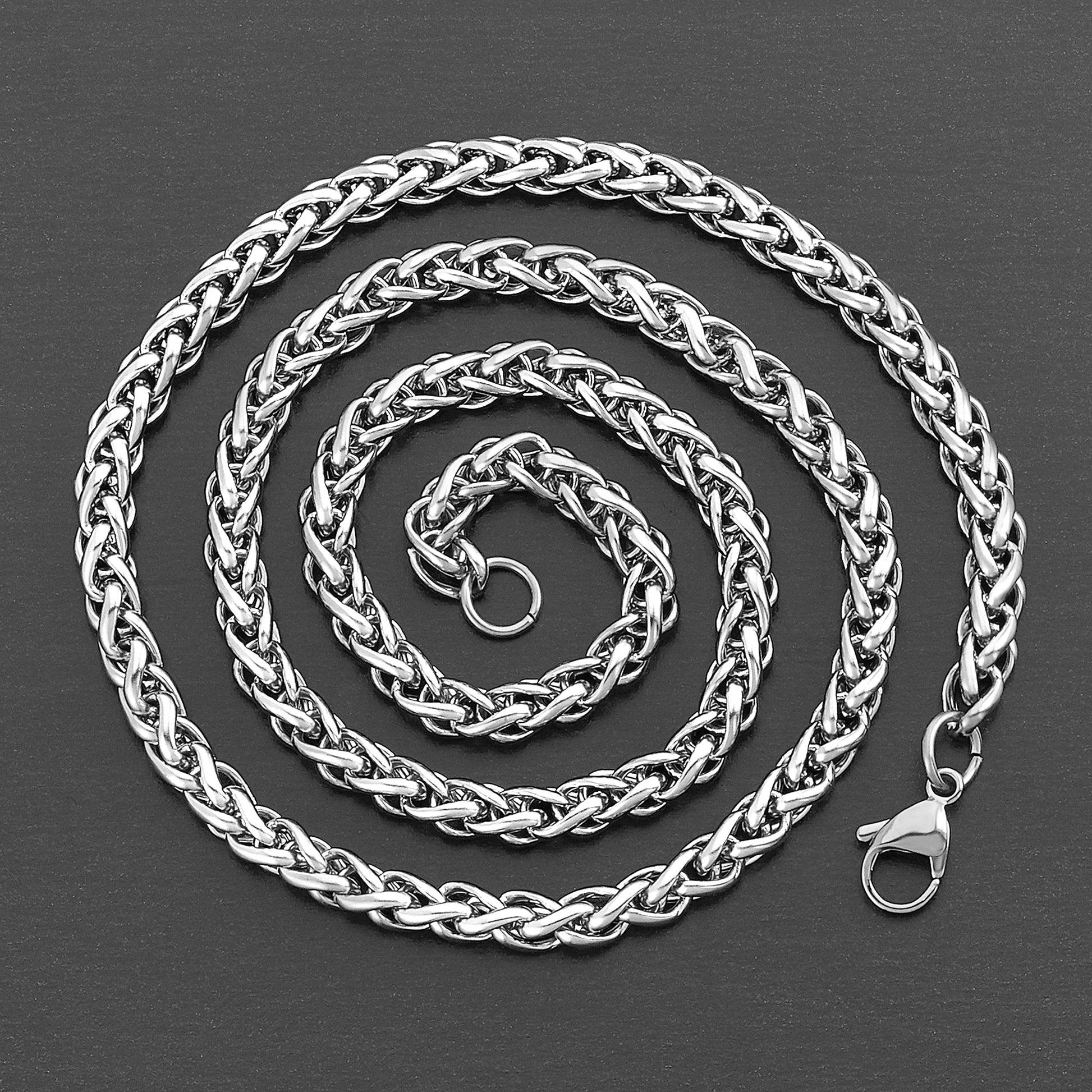 Men's Polished Spiga Chain Stainless Steel Necklace
