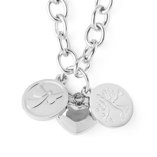 ELYA Blessings, Love and Tree of Life Stainless Steel Necklace - 18"
