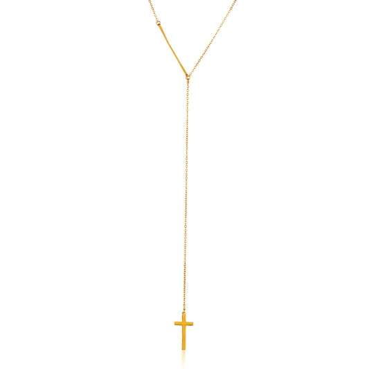 ELYA Women's High Polished Cross Drop Stainless Steel Cable Chain Pendant Necklace