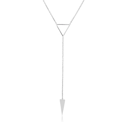ELYA Women's High Polished Triangle Drop Stainless Steel Cable Chain Pendant Necklace