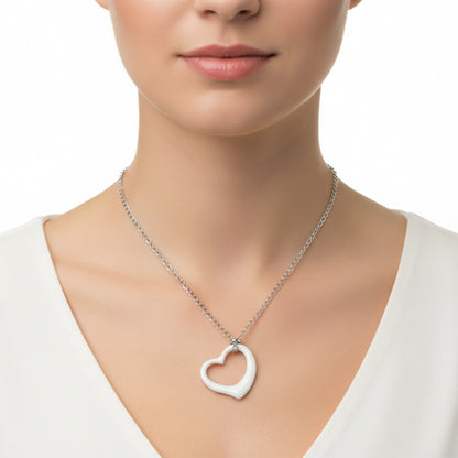 ELYA Women's Curved Heart Charm Stainless Steel Necklace - 18"