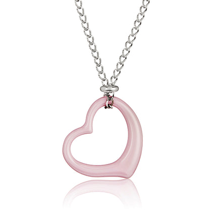 ELYA Women's Ceramic Heart Stainless Steel Curb Chain Pendant Necklace