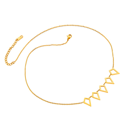 ELYA Women's Gold Plated Linked Open Diamonds Stainless Steel Cable Chain Necklace