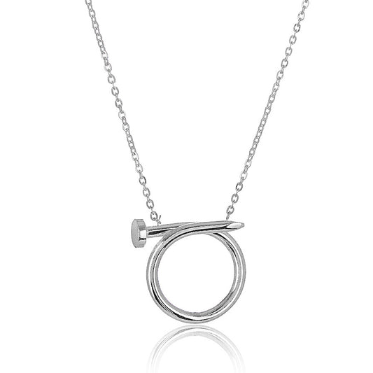 ELYA Women's High Polished Curved Nail Stainless Steel Pendant Necklace