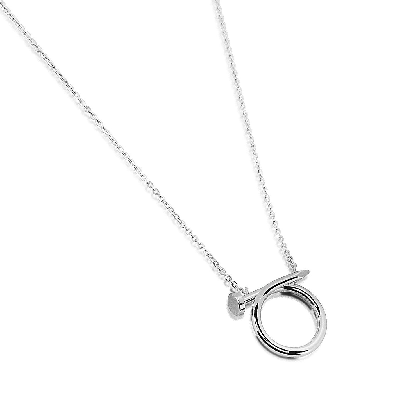 ELYA Women's High Polished Curved Nail Stainless Steel Pendant Necklace