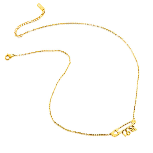ELYA Women's High Polished Love Safety Pin Stainless Steel Pendant Necklace