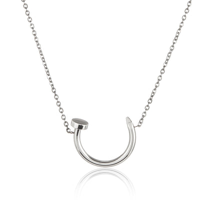 ELYA High Polished Curved Nail Stainless Steel Pendant Necklace - 18"