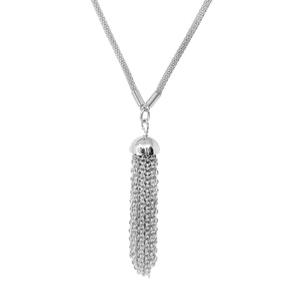 Women's Stainless Steel Lariat Necklace with Tassel Drop
