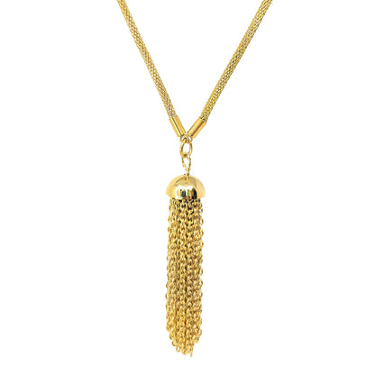 Women's Stainless Steel Lariat Necklace with Tassel Drop