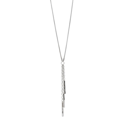 Women's Stainless Steel Lariat Necklace with Bar and Tassel Drop