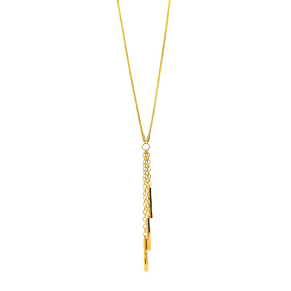 Women's Stainless Steel Lariat Necklace with Bar and Tassel Drop