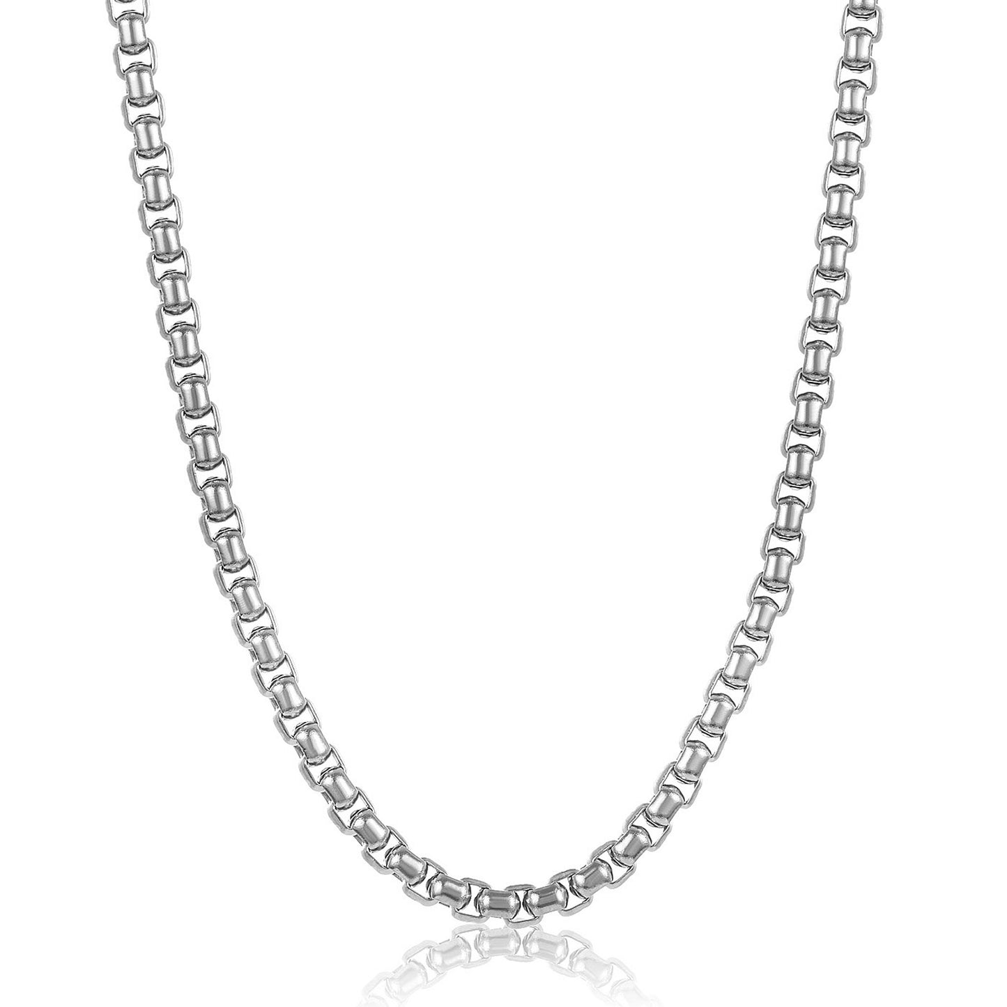 Polished Stainless Steel Box Chain Necklace (5mm) - 28"
