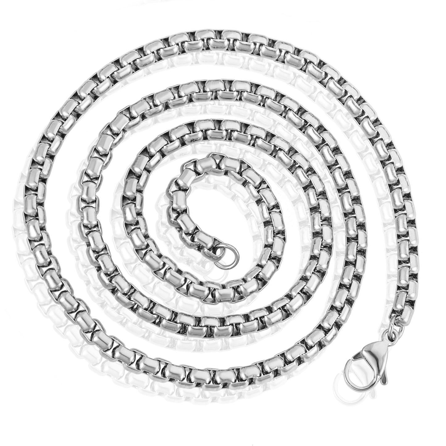 Polished Stainless Steel Box Chain Necklace (5mm) - 28"