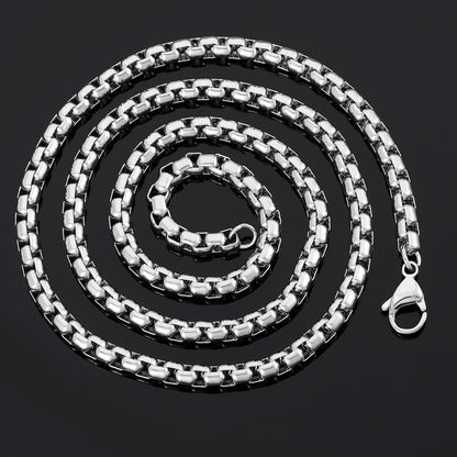 Polished Stainless Steel Box Chain Necklace (5mm) - 28"