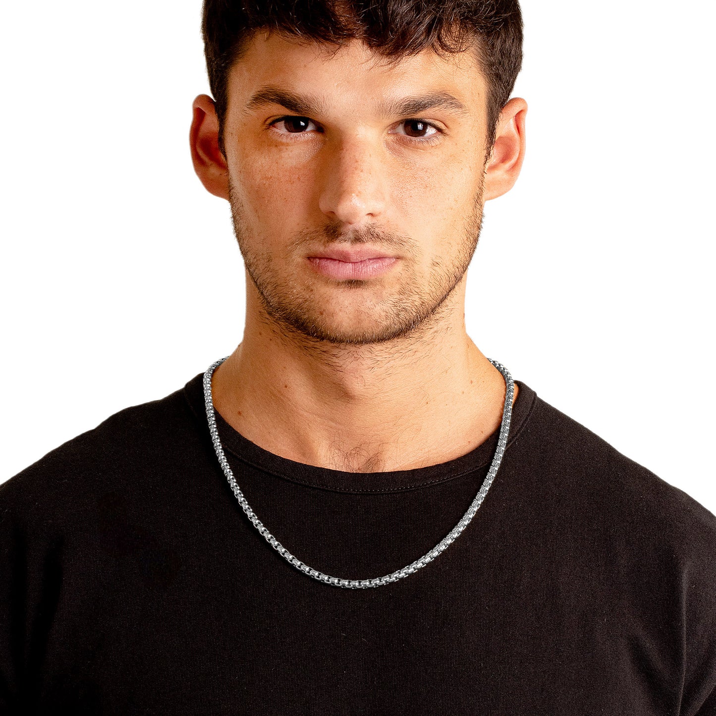 Polished Stainless Steel Box Chain Necklace (5mm) - 28"