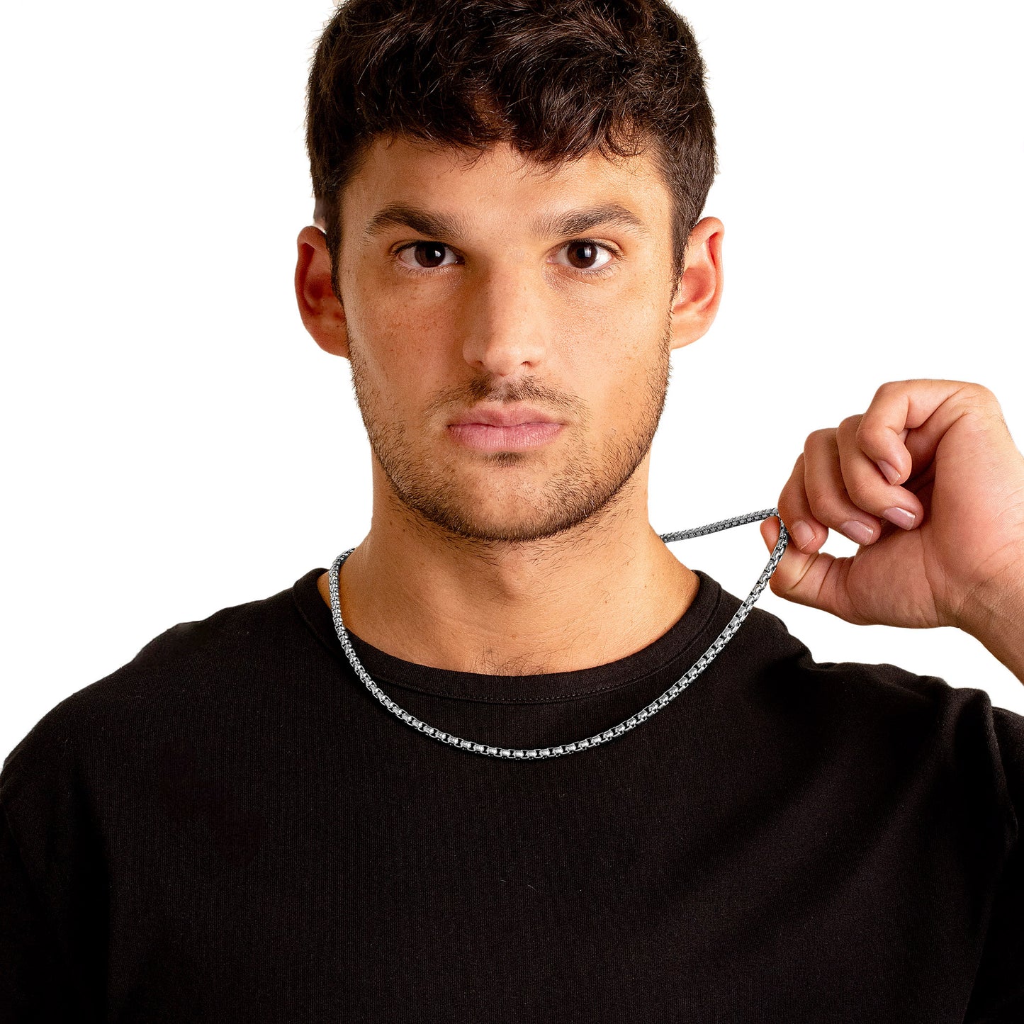 Polished Stainless Steel Box Chain Necklace (5mm) - 28"