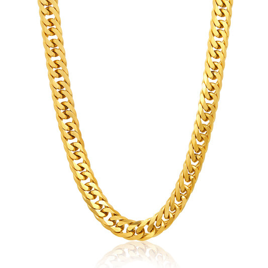 Men's Double Curb Chain Gold Steel Necklace