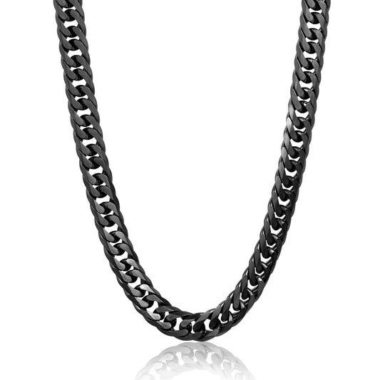 Men's Double Curb Chain Black Steel Necklace
