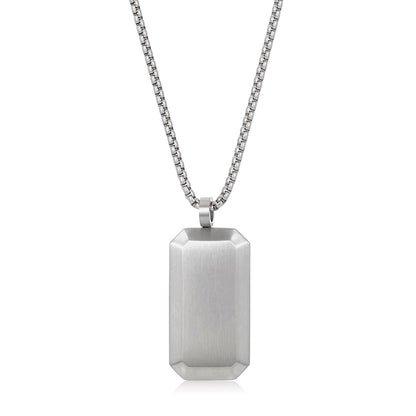 Invicta Jewelry Men's Small Beveled Edge Antiqued Dog Tag Necklace