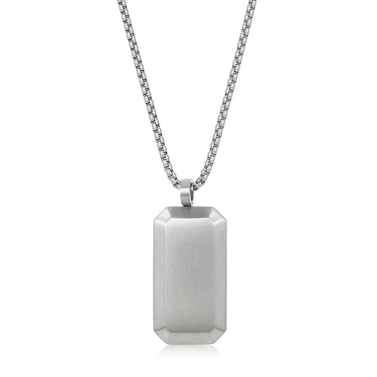 Men's Small Beveled Edge Antiqued Dog Tag Necklace