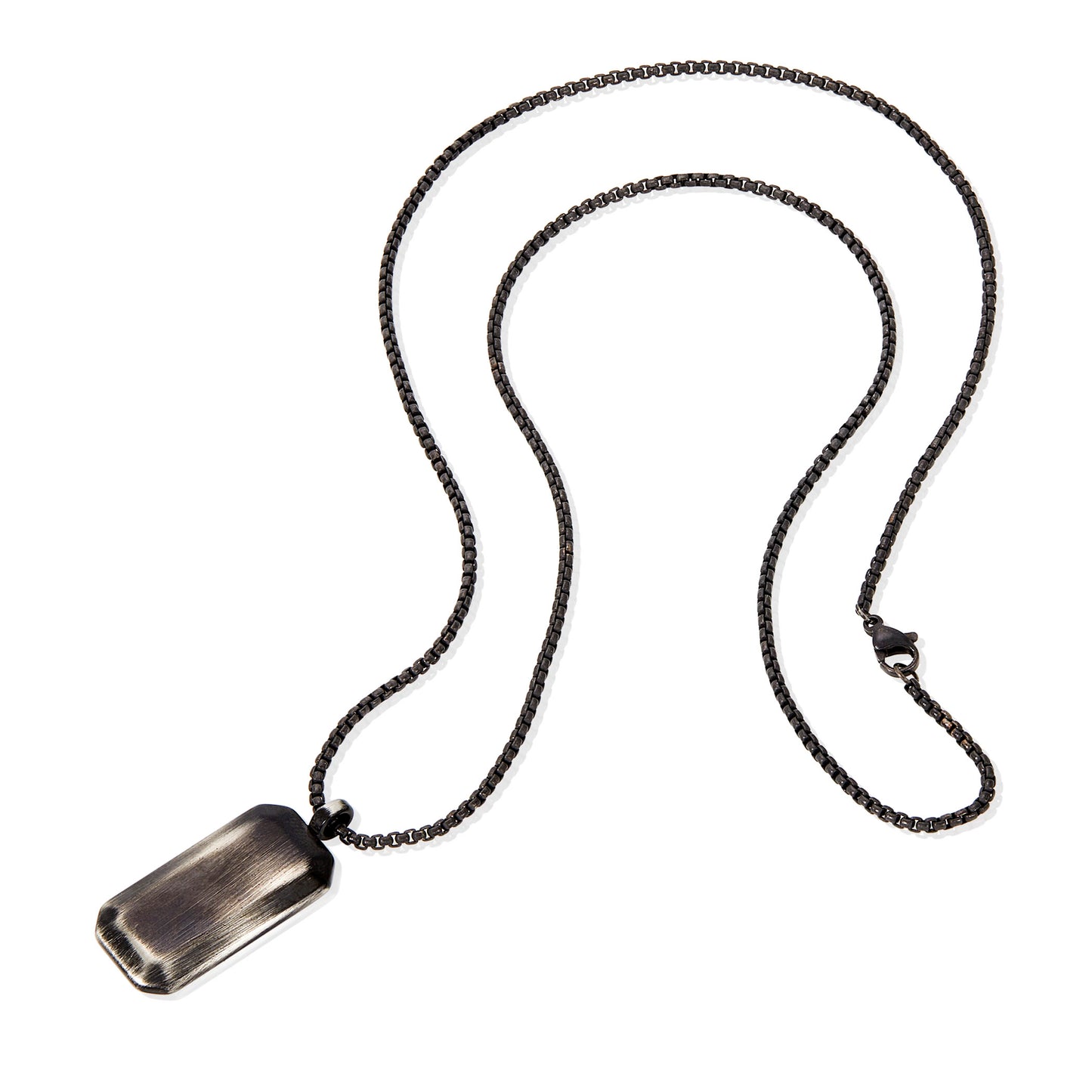 Men's Small Beveled Edge Antiqued Black Dog Tag Necklace