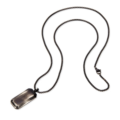 Men's Small Beveled Edge Antiqued Black Dog Tag Necklace