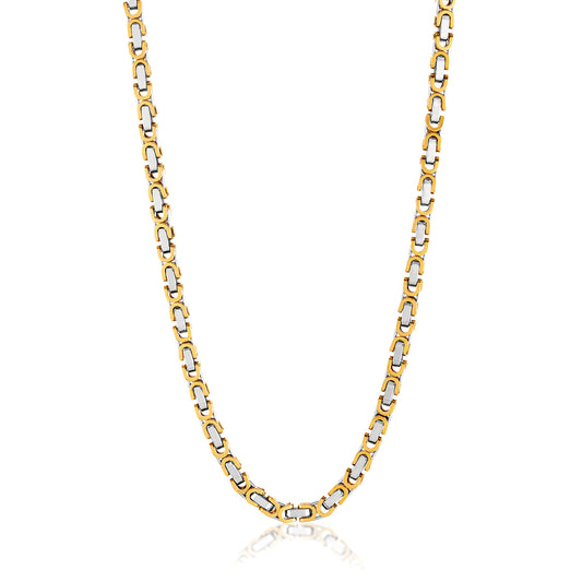 Men's Byzantine Chain Gold Two Tone Necklace