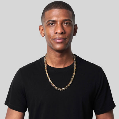 Men's Byzantine Chain Gold Two Tone Necklace